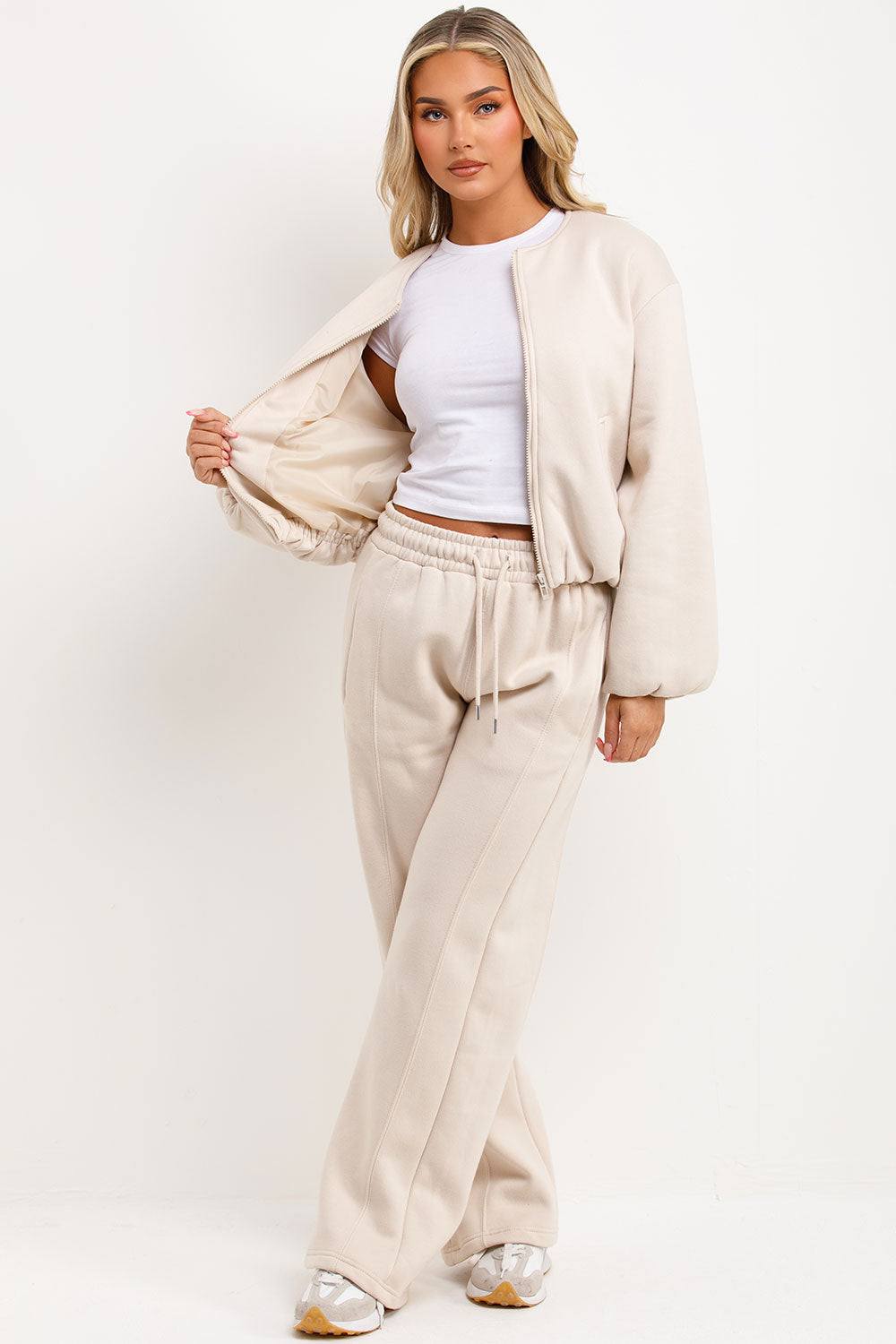 seam detail jogger and bomber jacket with elasticated hem elasticated cuff welt pockets on front tracksuit co ord zara womens