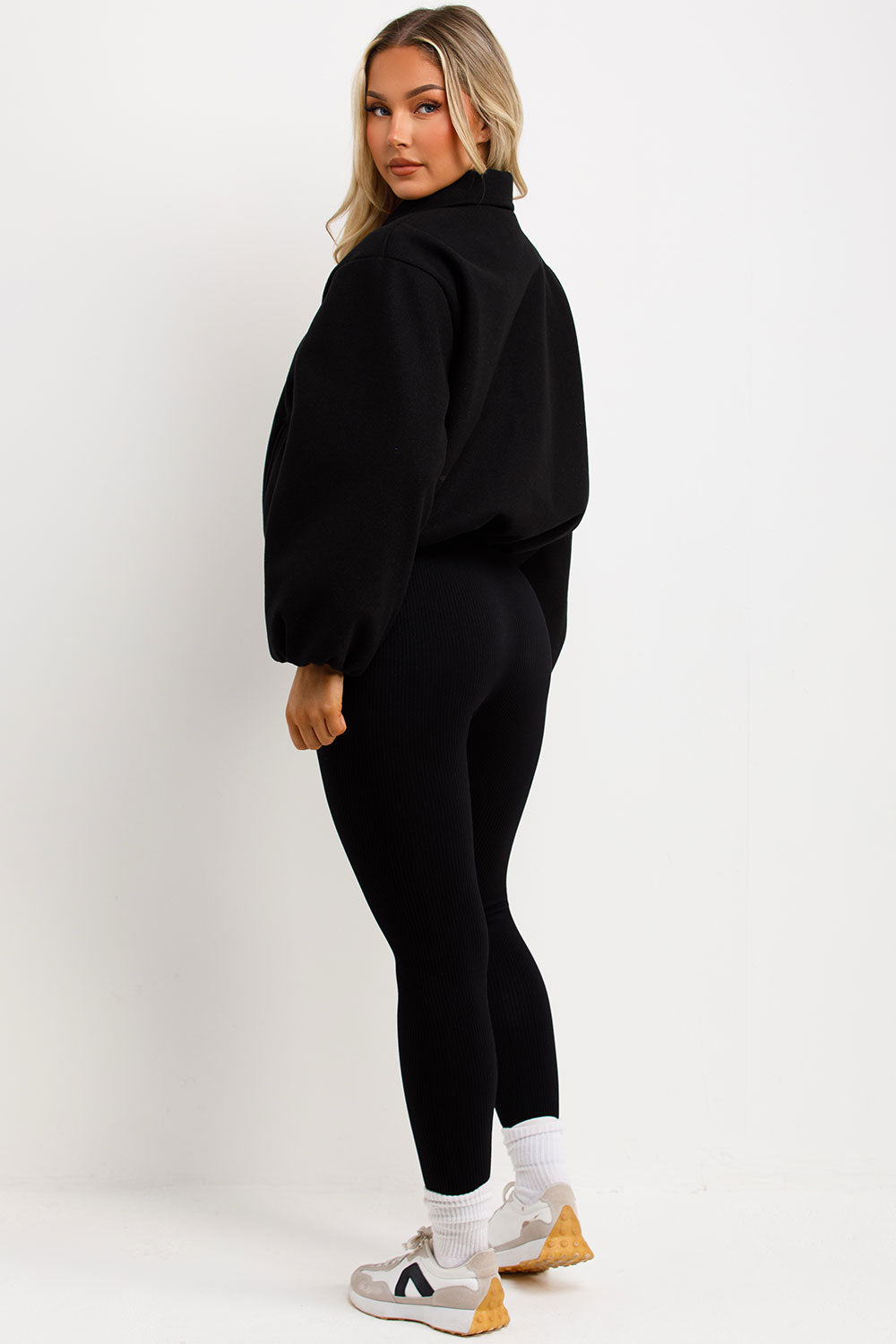 black puffed bomber jacket zara womens uk sale