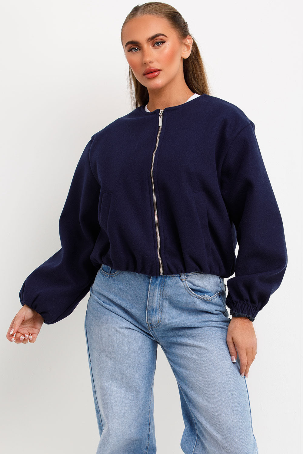 bomber jacket with elasticated hem zara womens