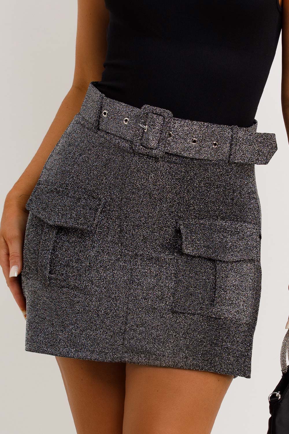 sequin sparkly skorts with belt going out christmas party outfit