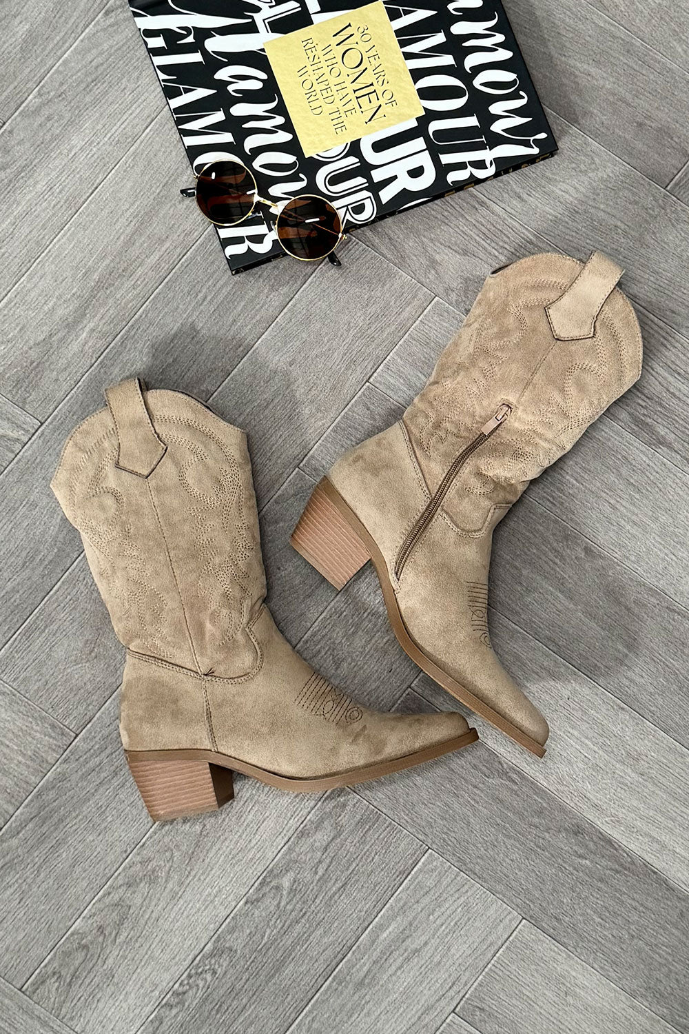 womens calf boots cowboy western style