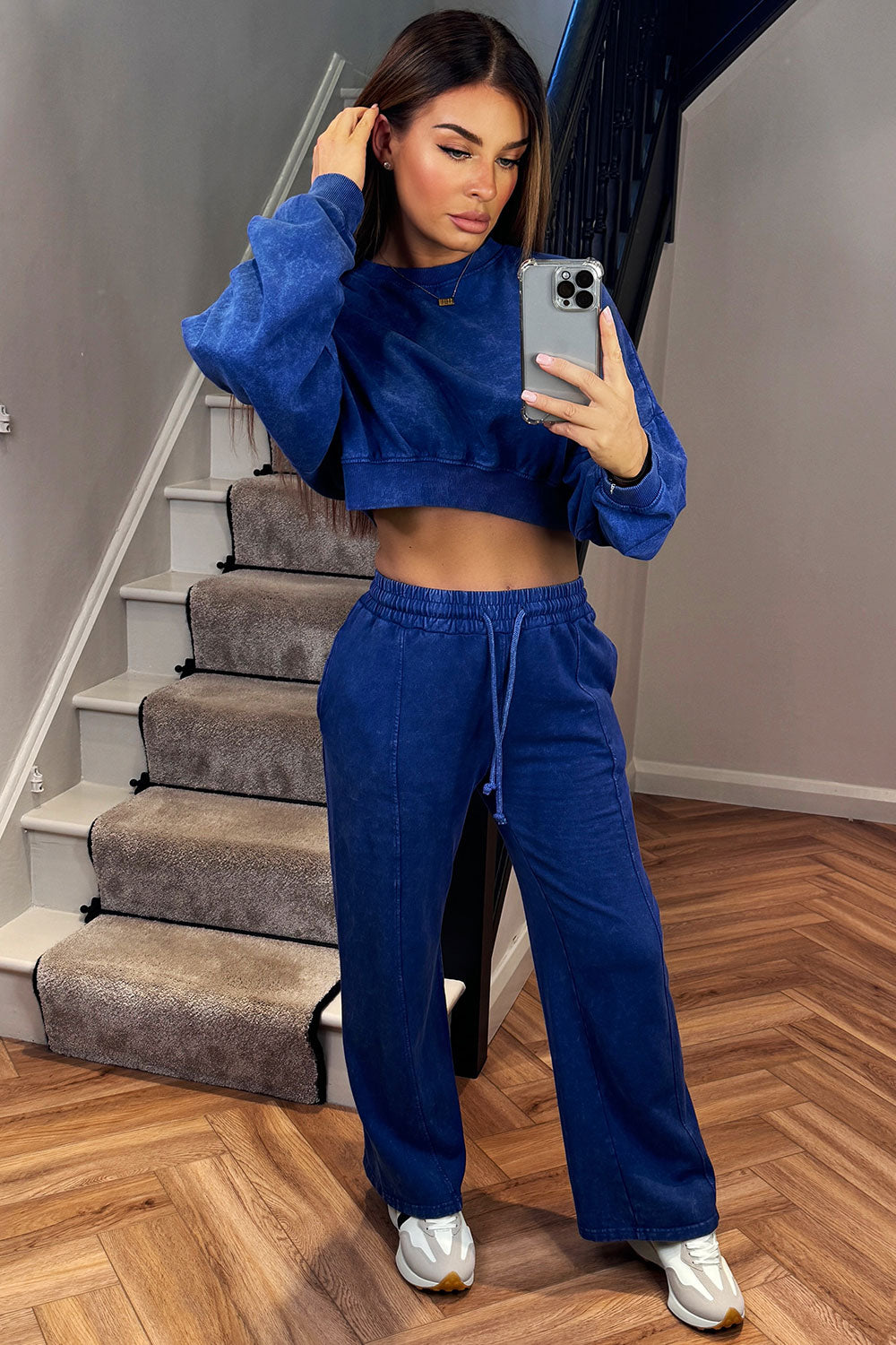 womens acid wash joggers and crop oversized jumper tracksuit loungewear co ord set