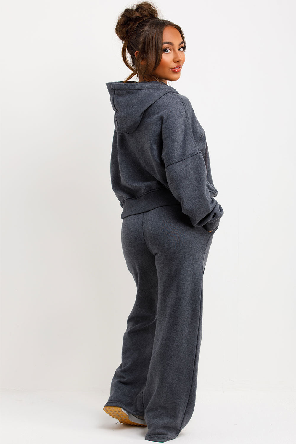 hooded bomber sweatshirt and straight leg joggers tracksuit set