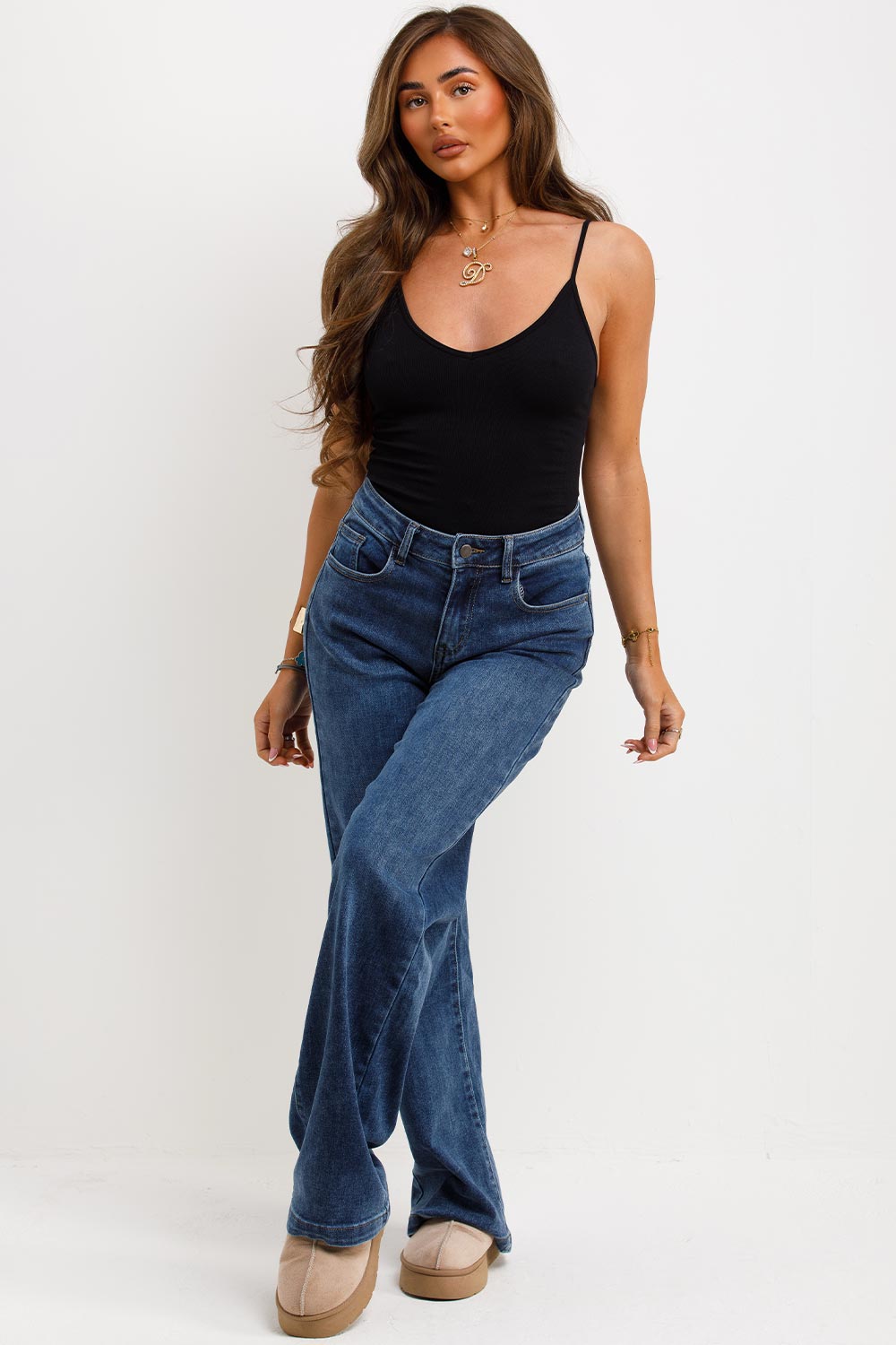 high waist wide leg streatchy denim jeans womens zara uk