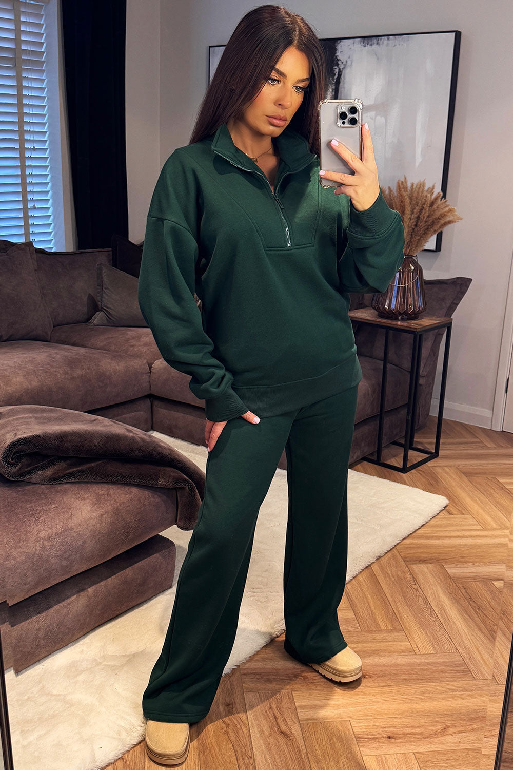 womens joggers and half zip sweatshirt tracksuit lounge set airport outfit