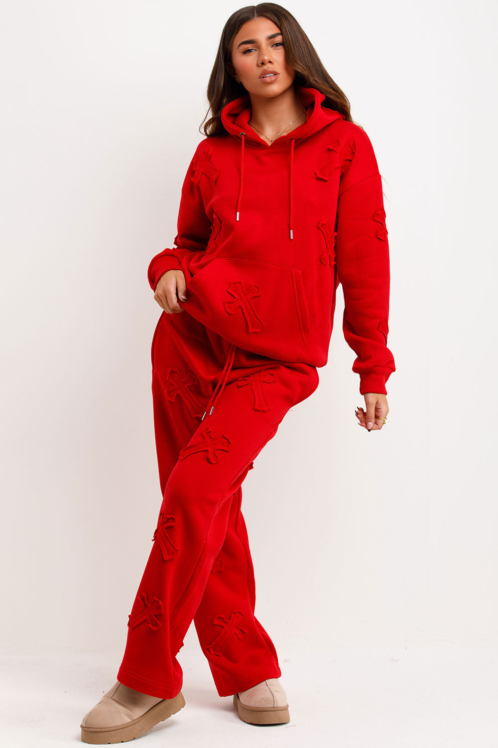 cross tracksuit loungewear set womens styledup