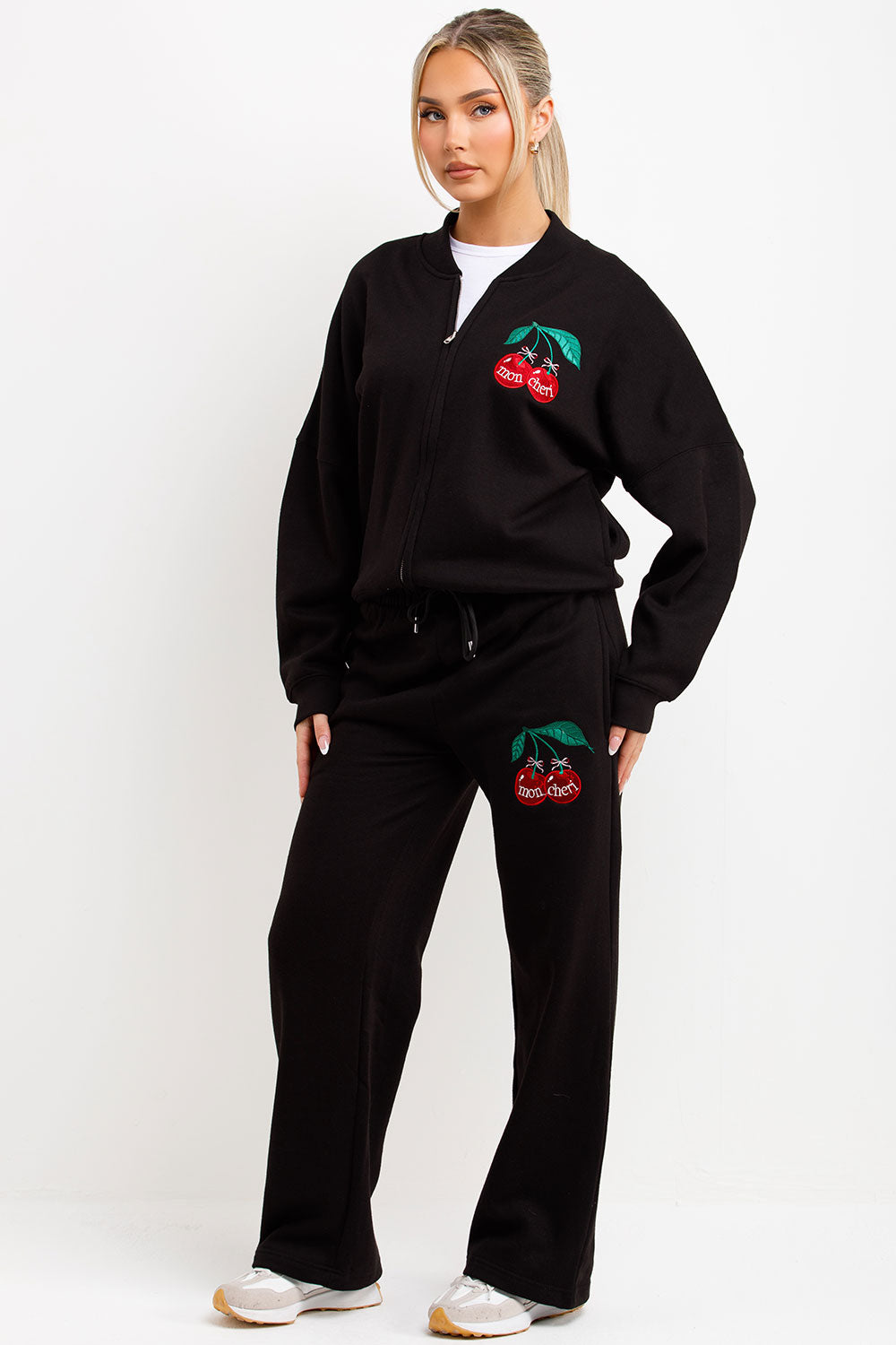 drop shoulder bomber sweatshirt with zip and straight leg joggers loungewear set zara womens tracksuit