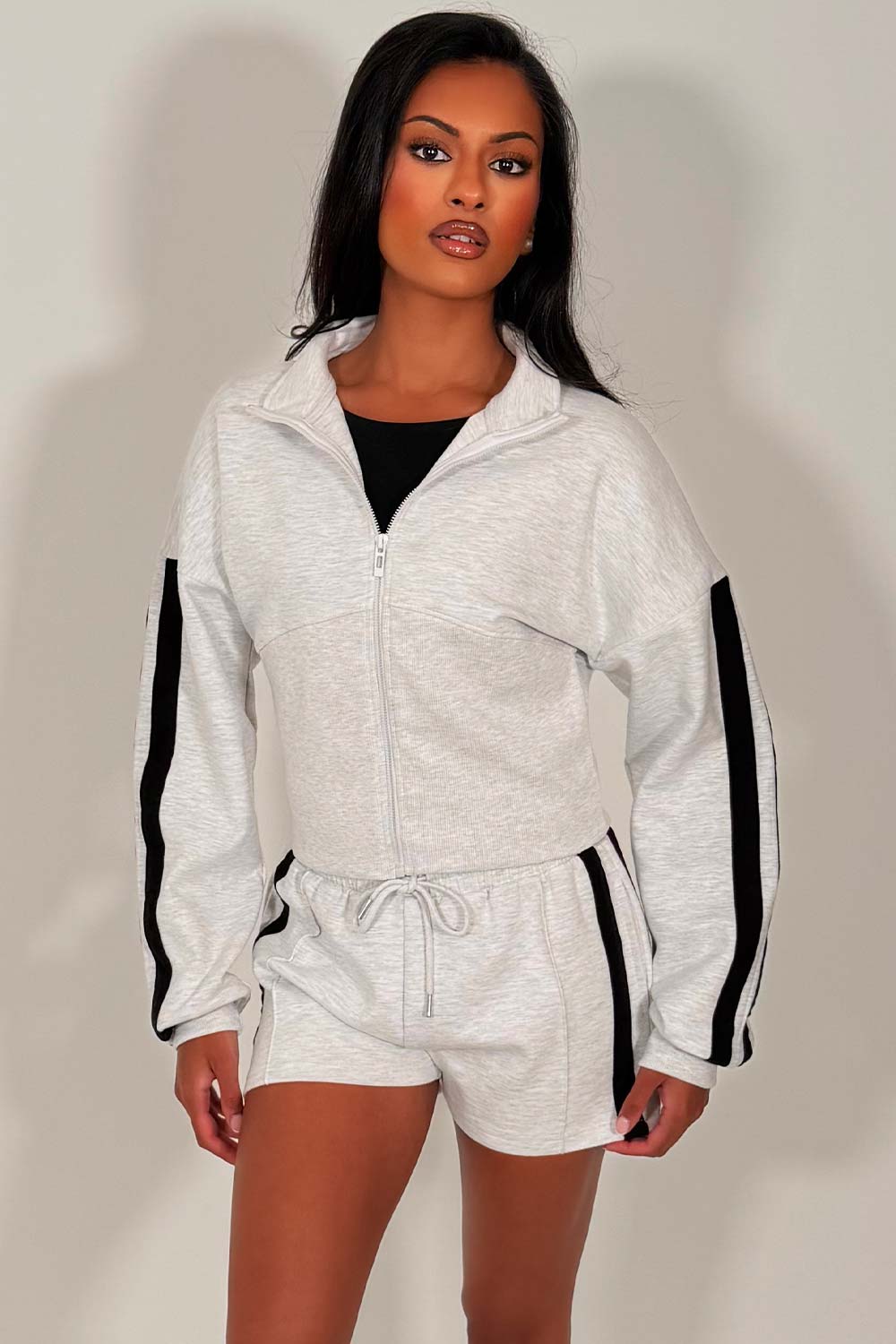 womens shorts and zip up sweatshirt summer loungewear co ord set styledup uk