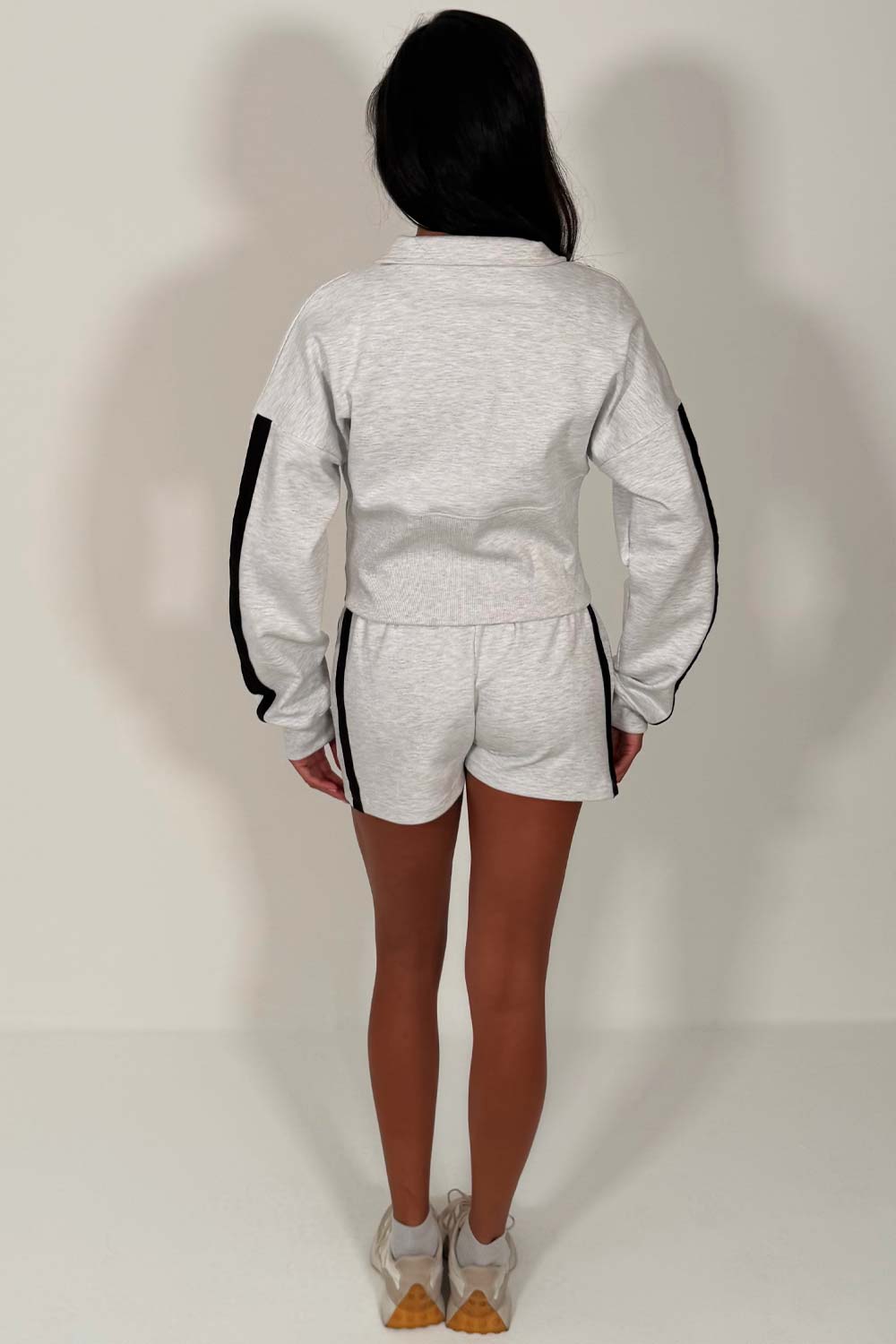 zip up sweatshirt and shorts summer lounge set airport outfit styledup whitefox uk