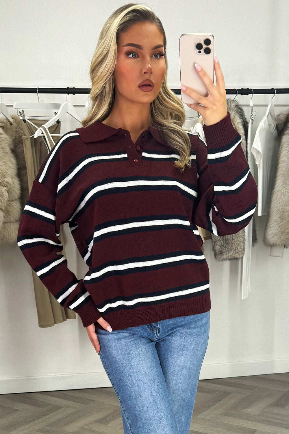 rugby jumper top with striped for womens uk