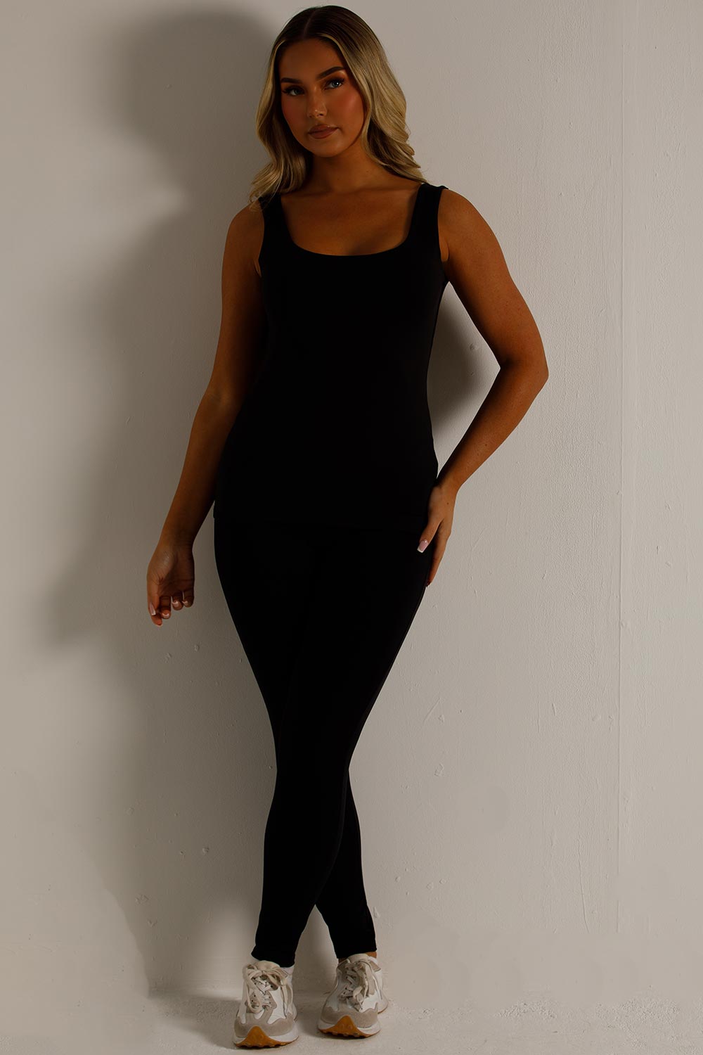 high waist sculpt structured leggings and top two piece set womens gym wear activewear set skims uk