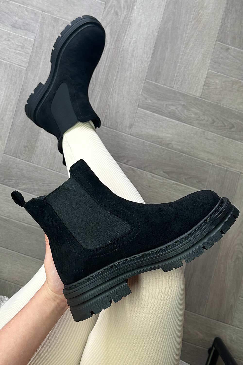 womens black suede chelsea ankle boots uk