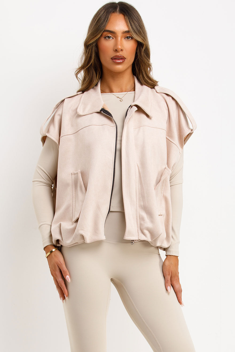 faux suede sleeveless jacket