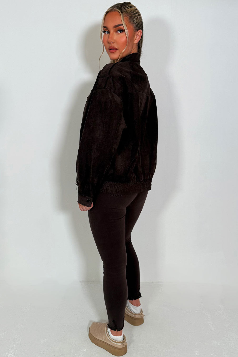 zara faux suede bomber jacket womens styledup