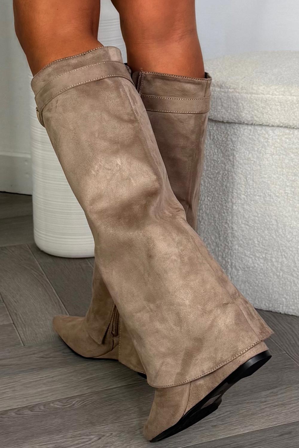 womens faux suede knee high shark boots styledup uk
