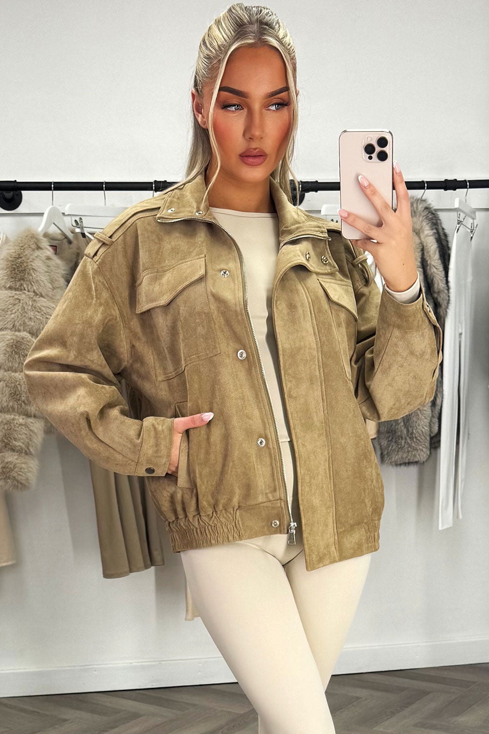 zara womens faux suede jacket styled up