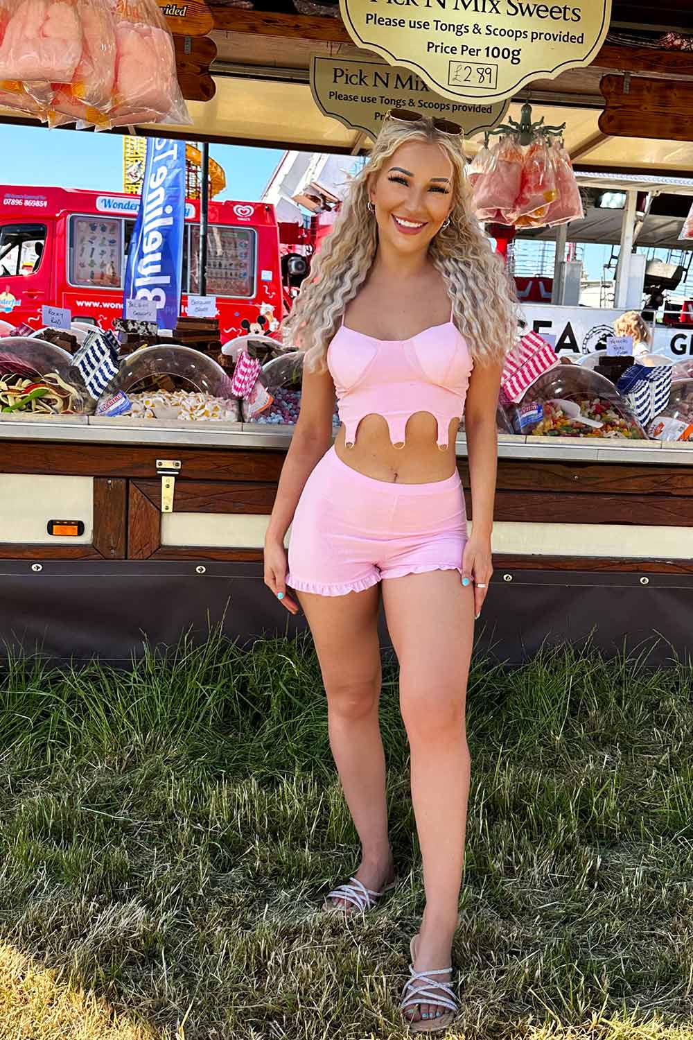 suspender detail cupped crop top and shorts set womens uk