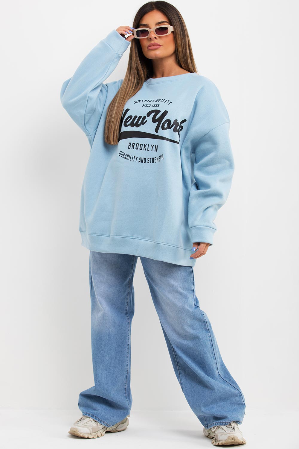 womens sweatshirt with new york slogan