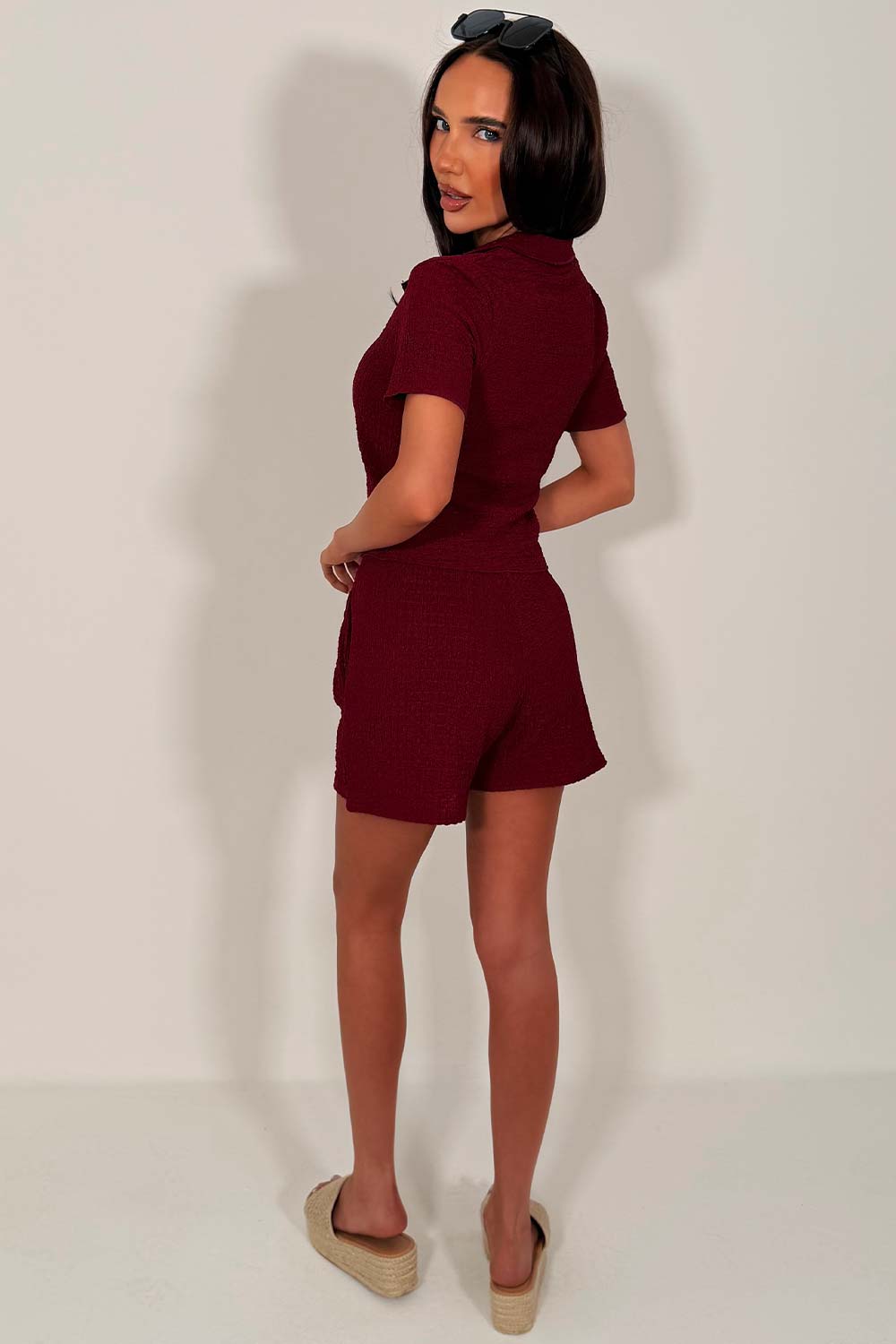 textured top and shorts two piece co ord set zara womens travel outfits styledup uk