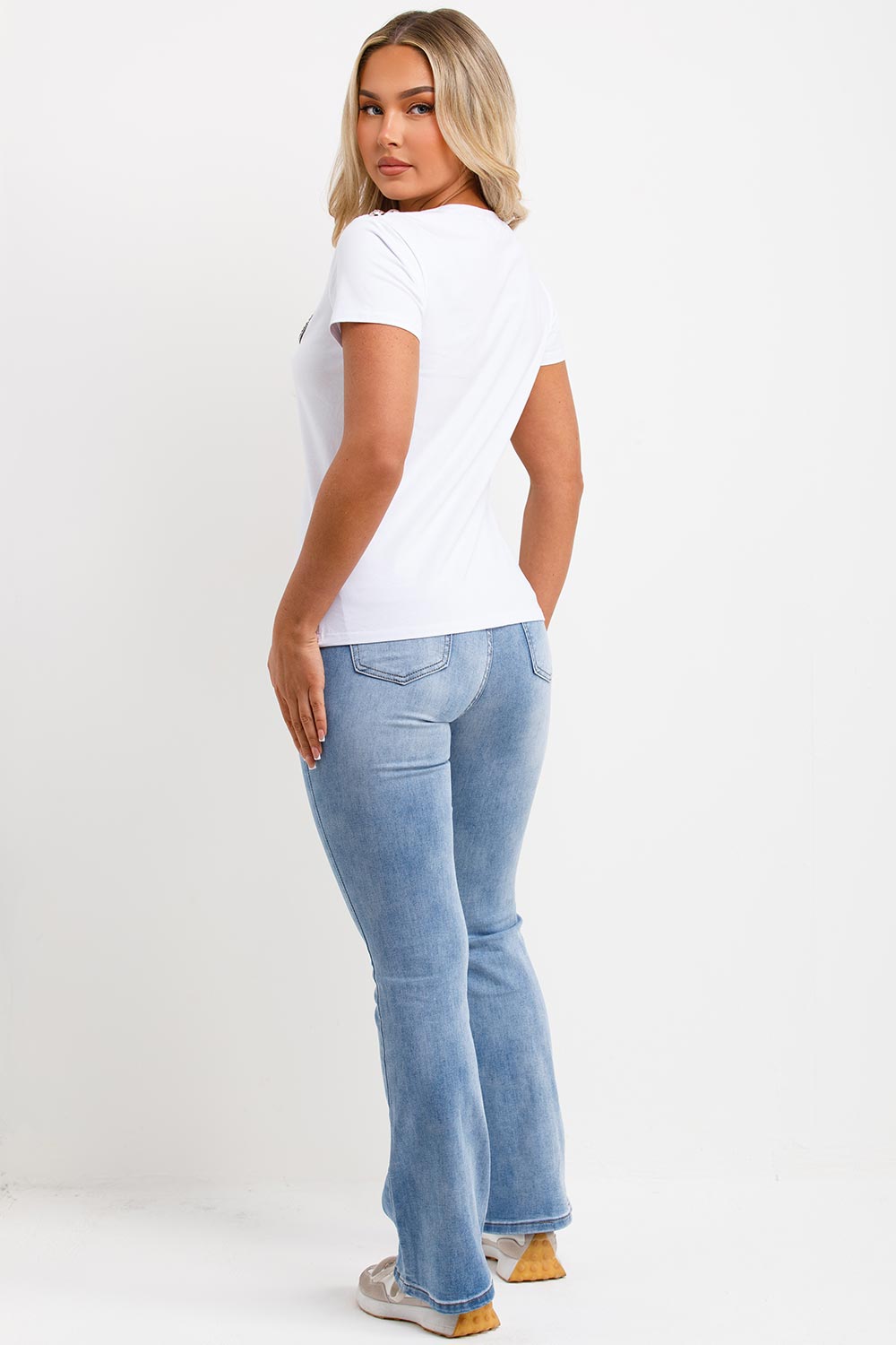 womens white t shirt with coco diamante embellishment