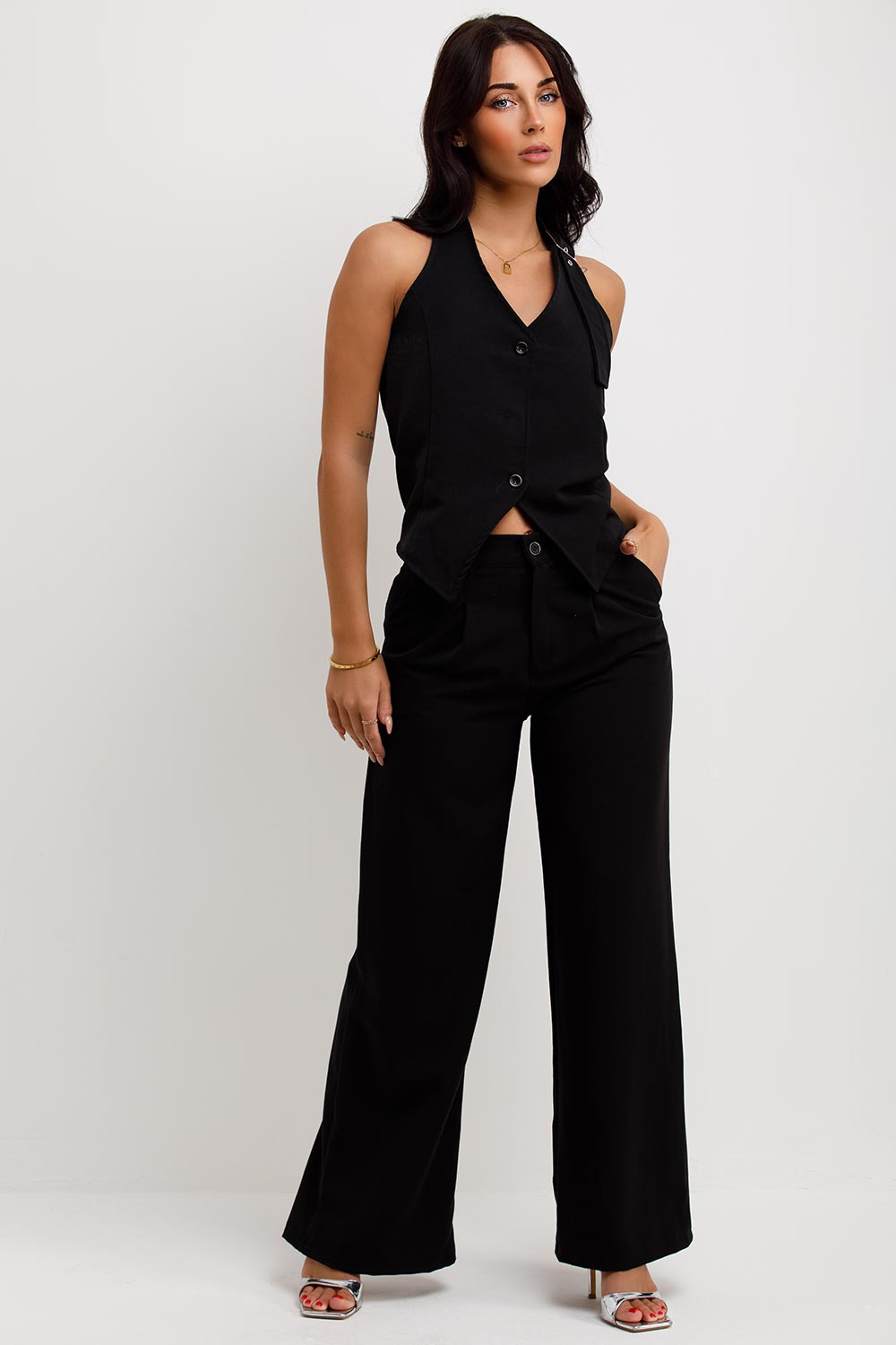zara womens waist coat and trousers co ord set