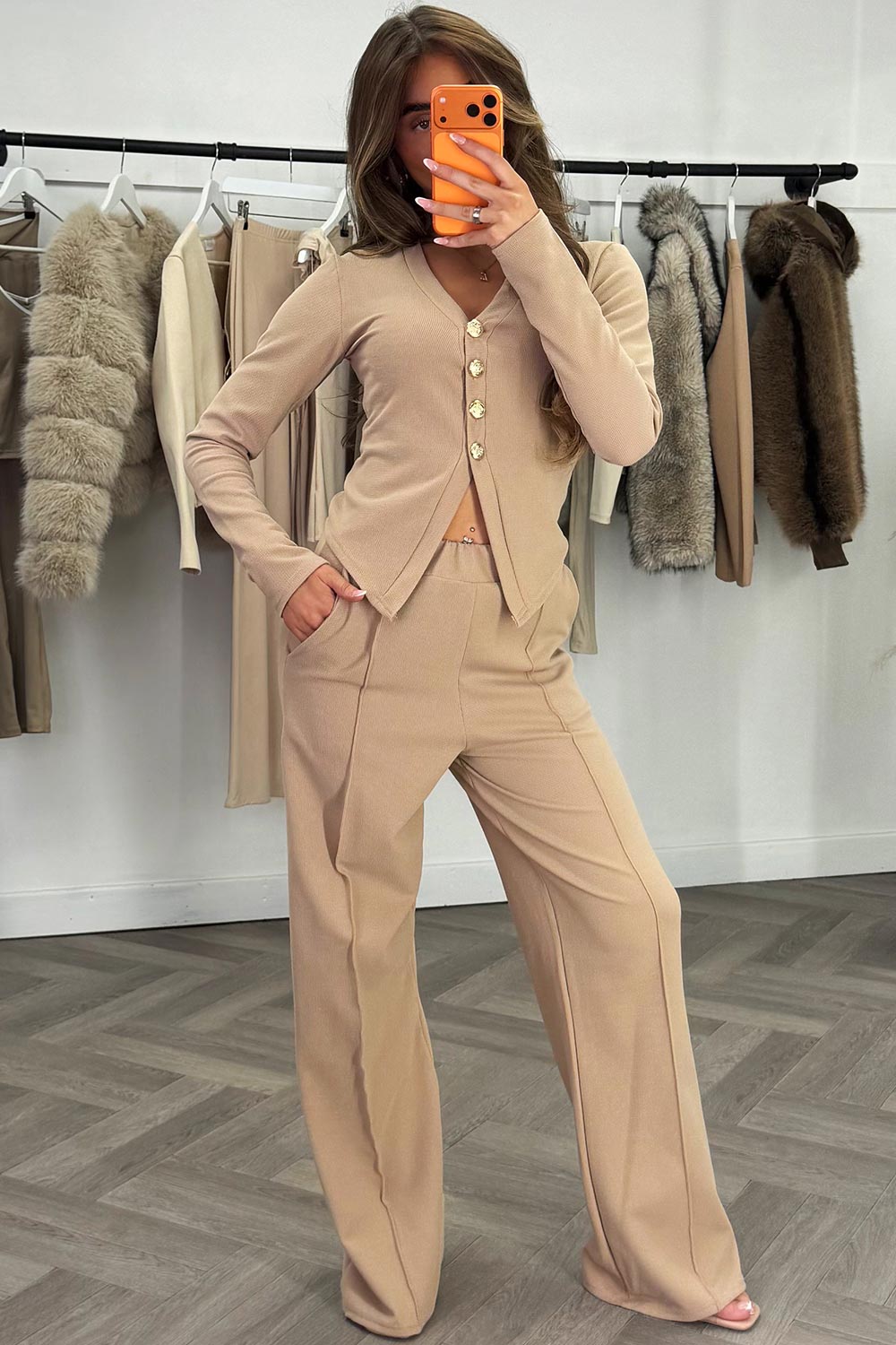 womens long sleeve top and wide leg trouser co ord two piece christmas party outfit set styledup