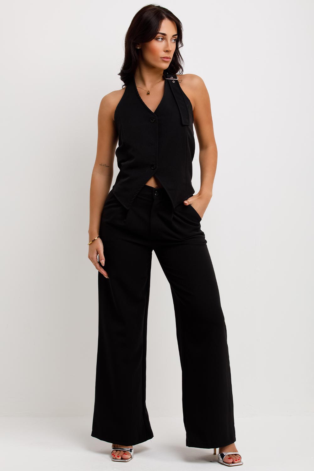 zara womens waistcoat and trousers co ord set