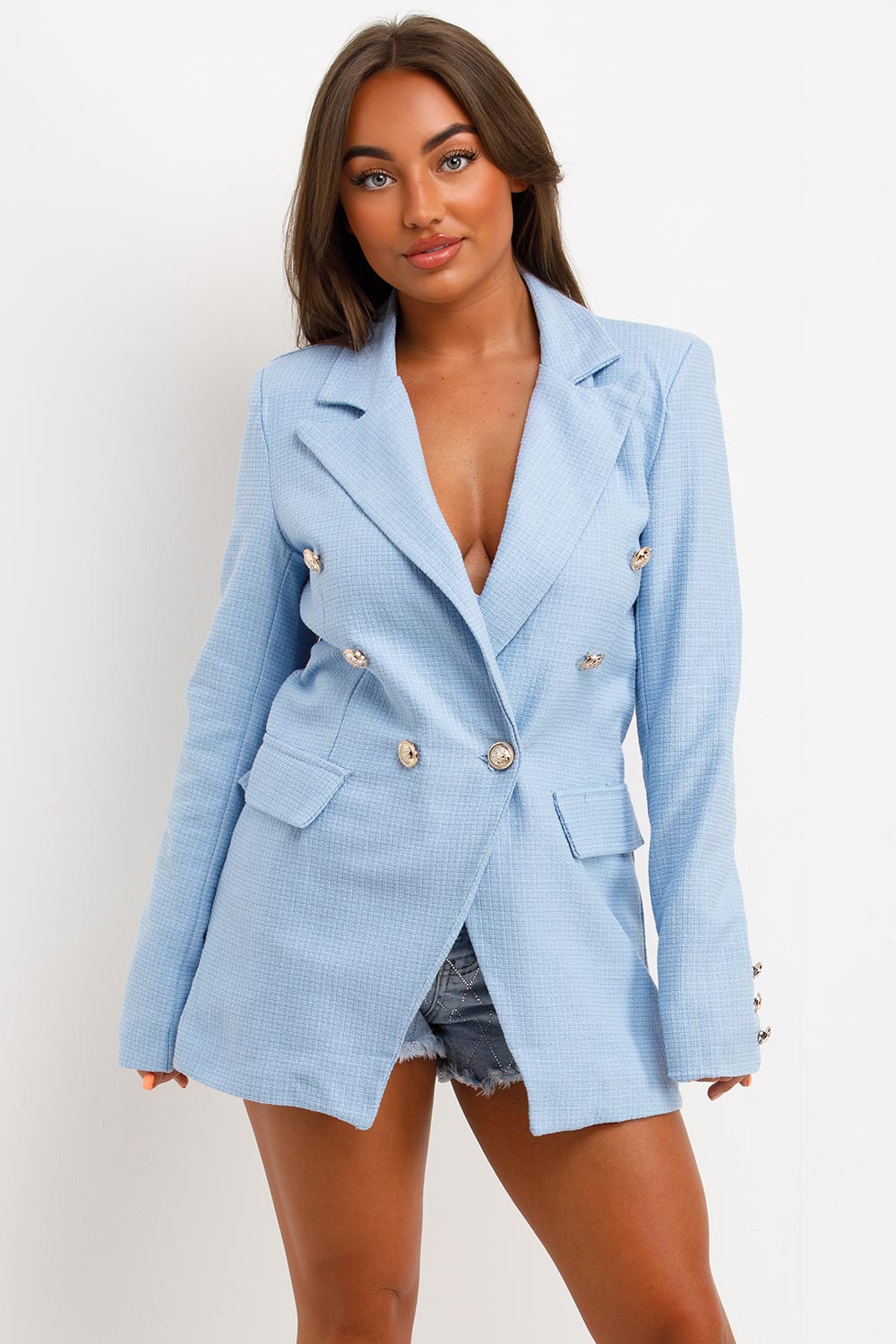 zara womens gold button blazer jacket