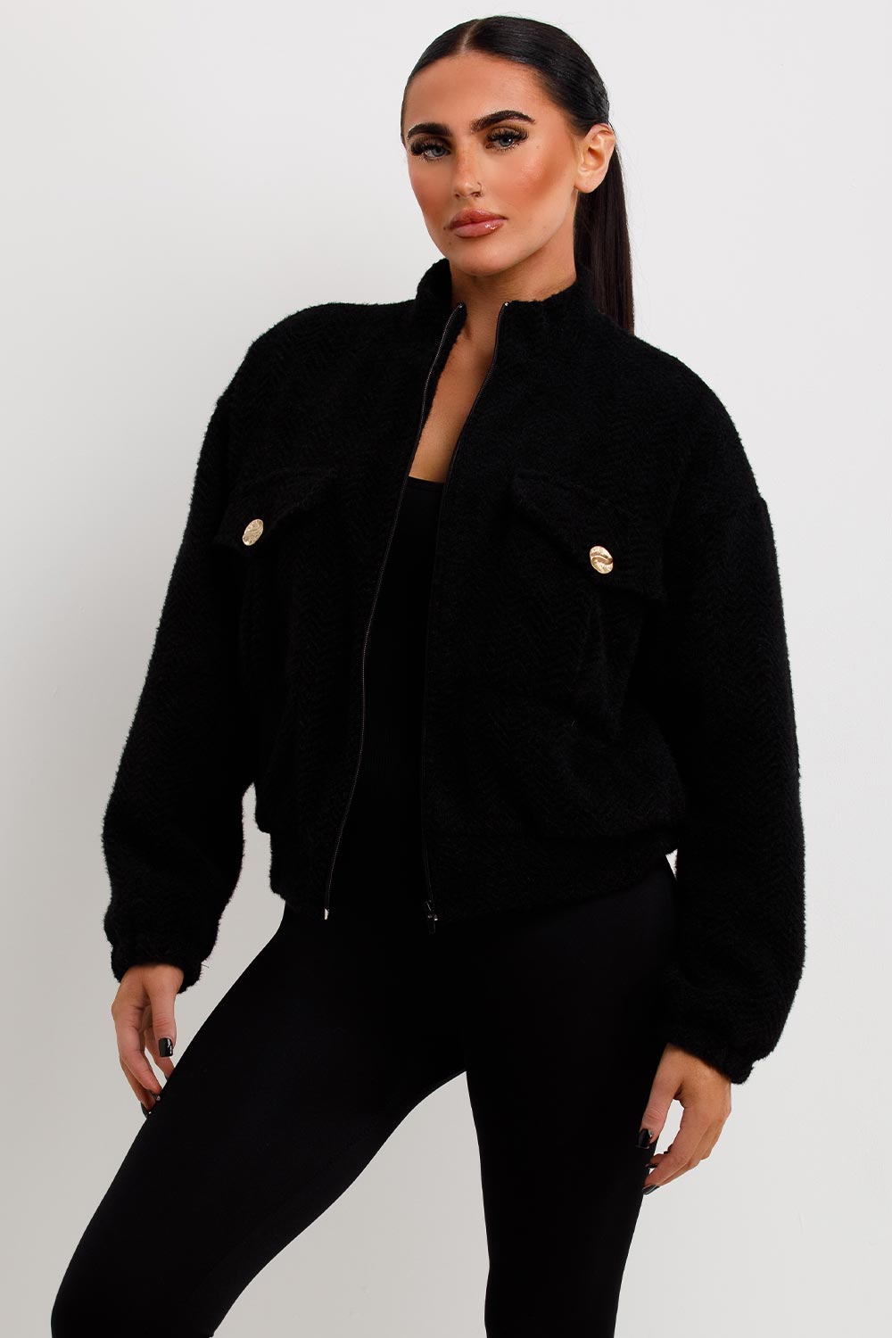 womens crop aviator jacket zara