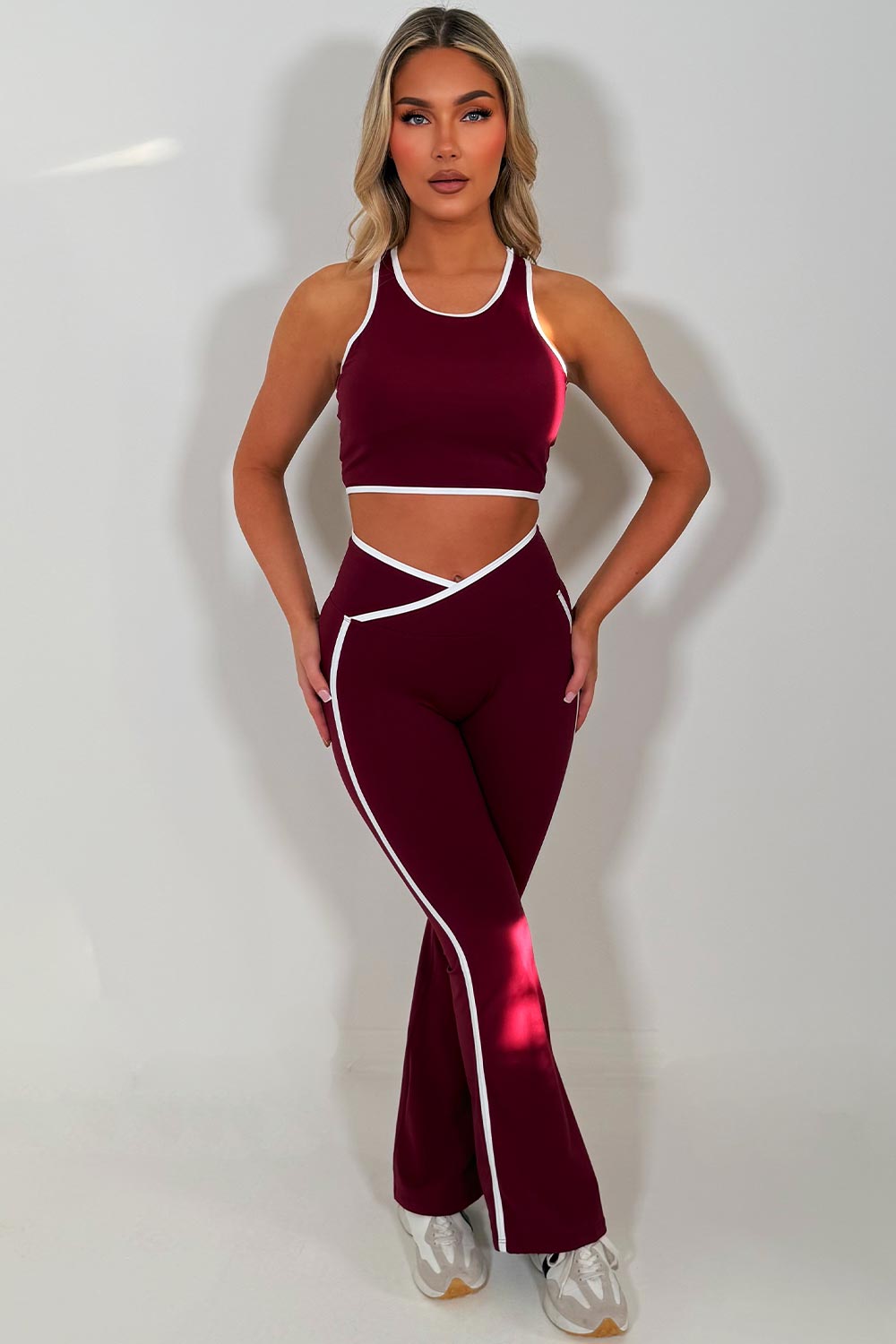 zip up sports jacket crop top and scrunch bum flare trousers 3 piece set lululemon uk