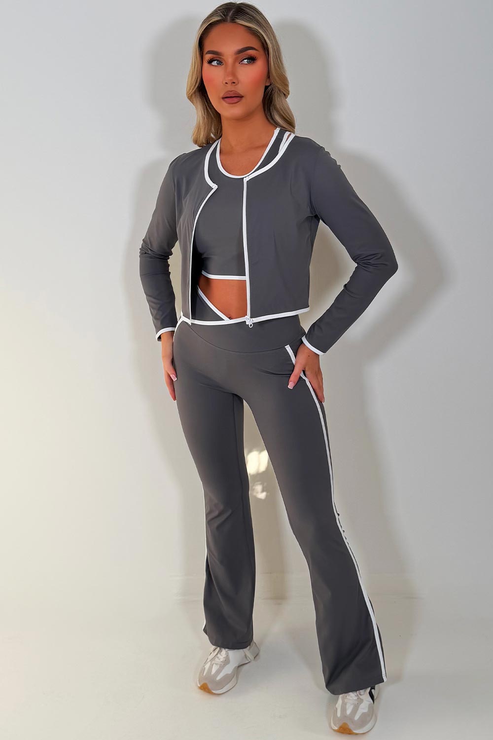 skinny flare pants and zip up sports jacket 3 piece co ord set lululemon womens uk