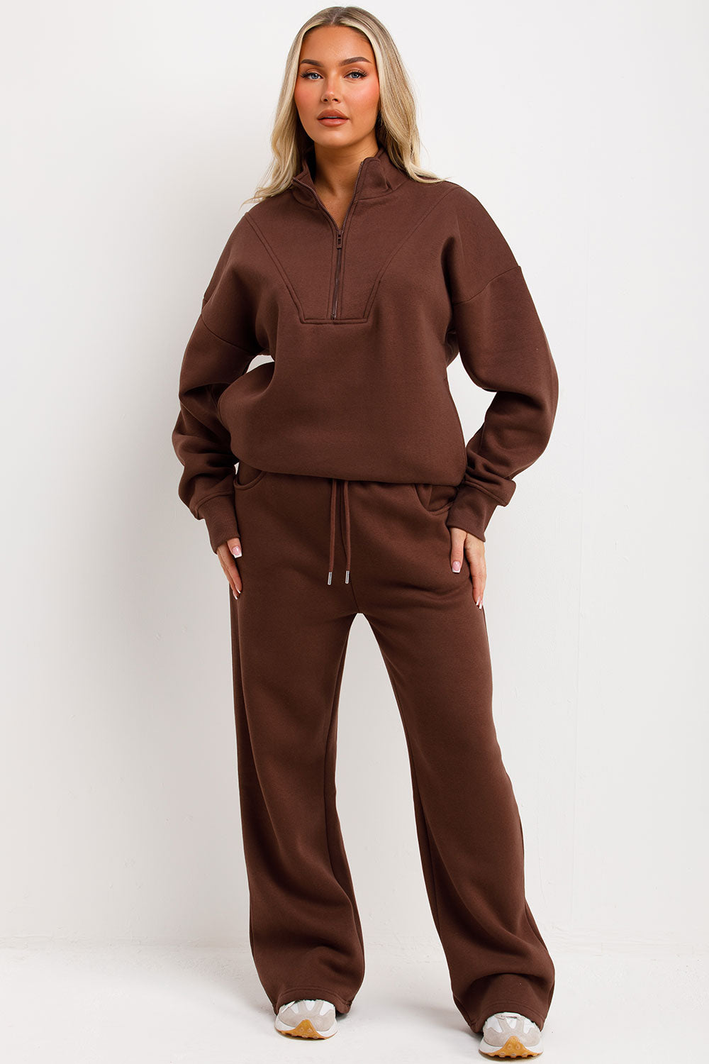brown half zip sweatshirt jogger tracksuit women UK sale