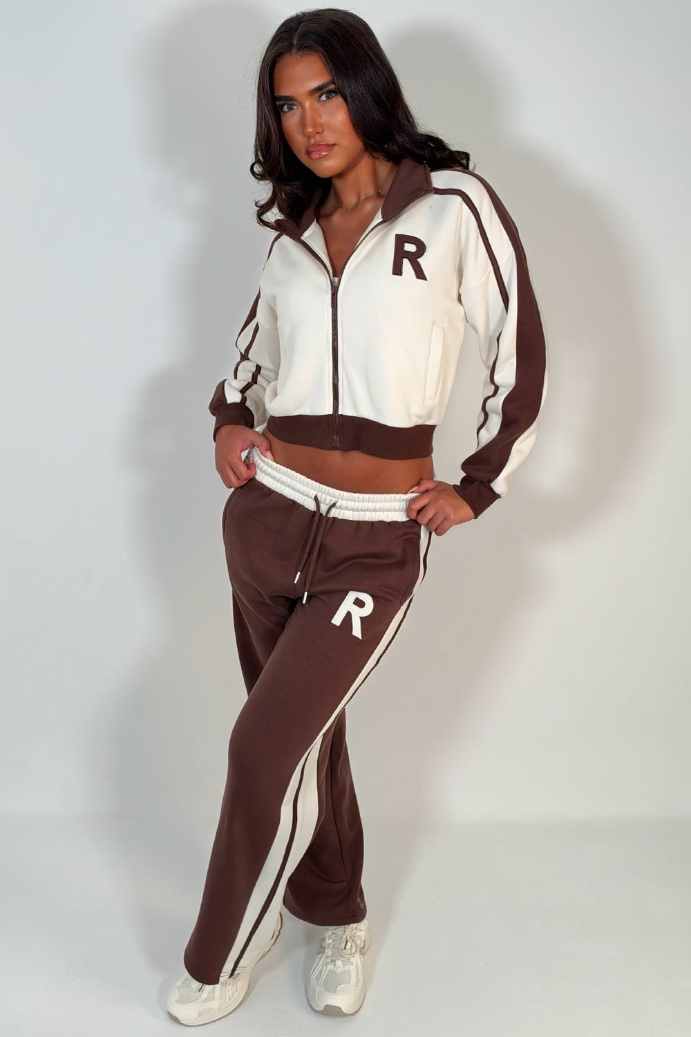 womens zara loungewear set brown
