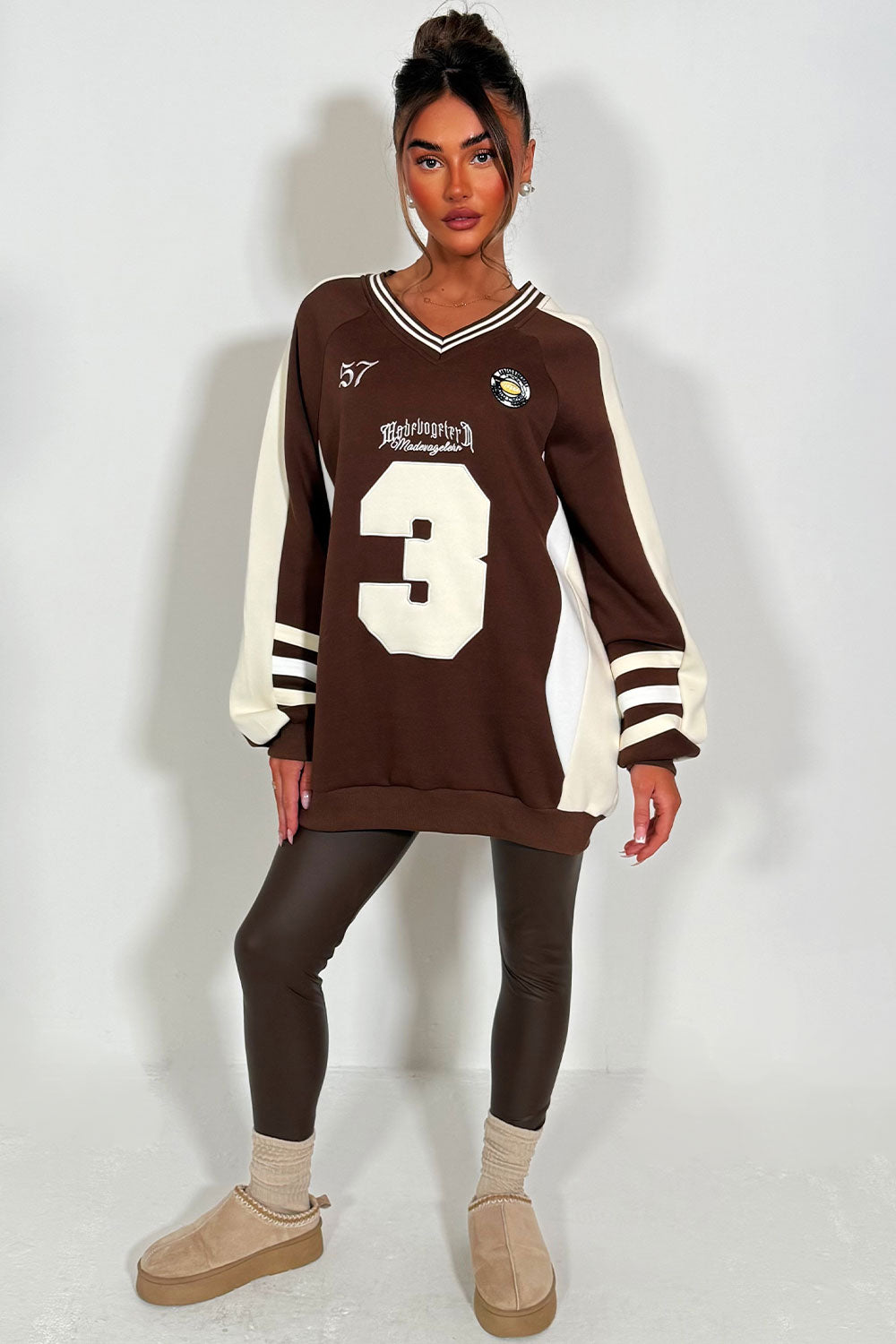 womens oversized sweatshirt baseball jumper styledup