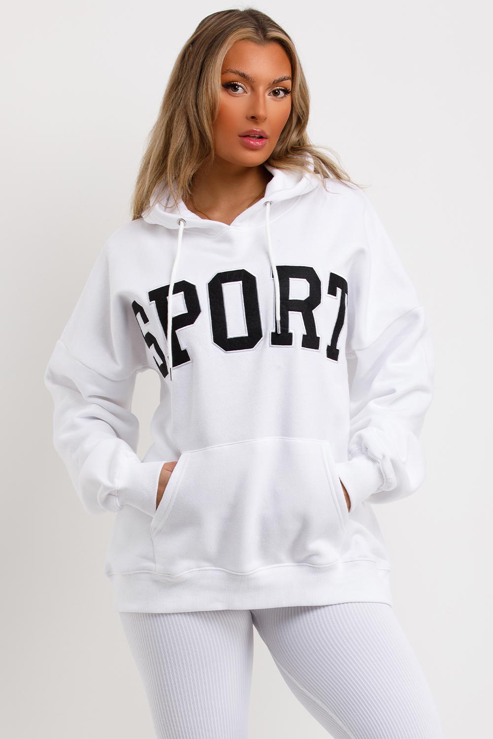 sport hooded sweatshirt white sister and seekers