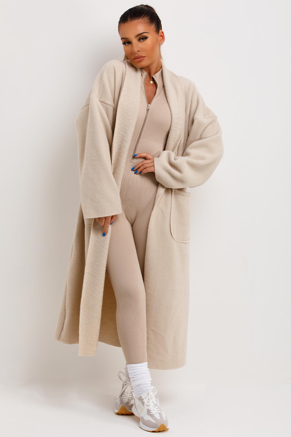 womens longline waterfall coat