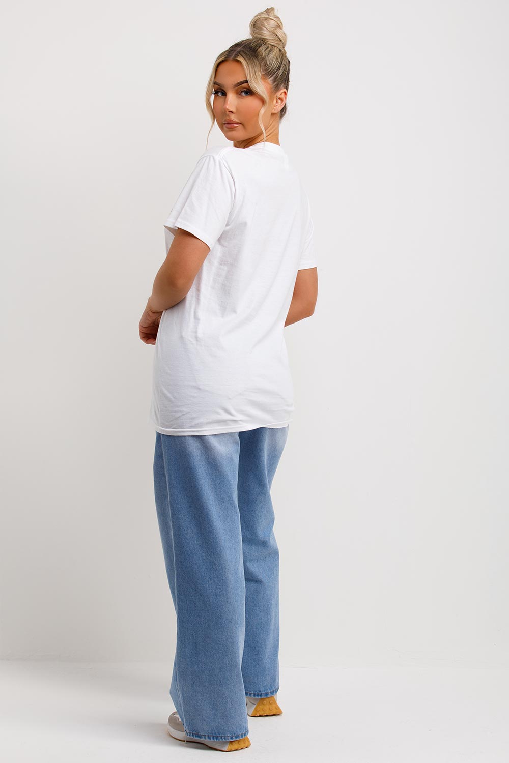 womens white teddy bear print t shirt