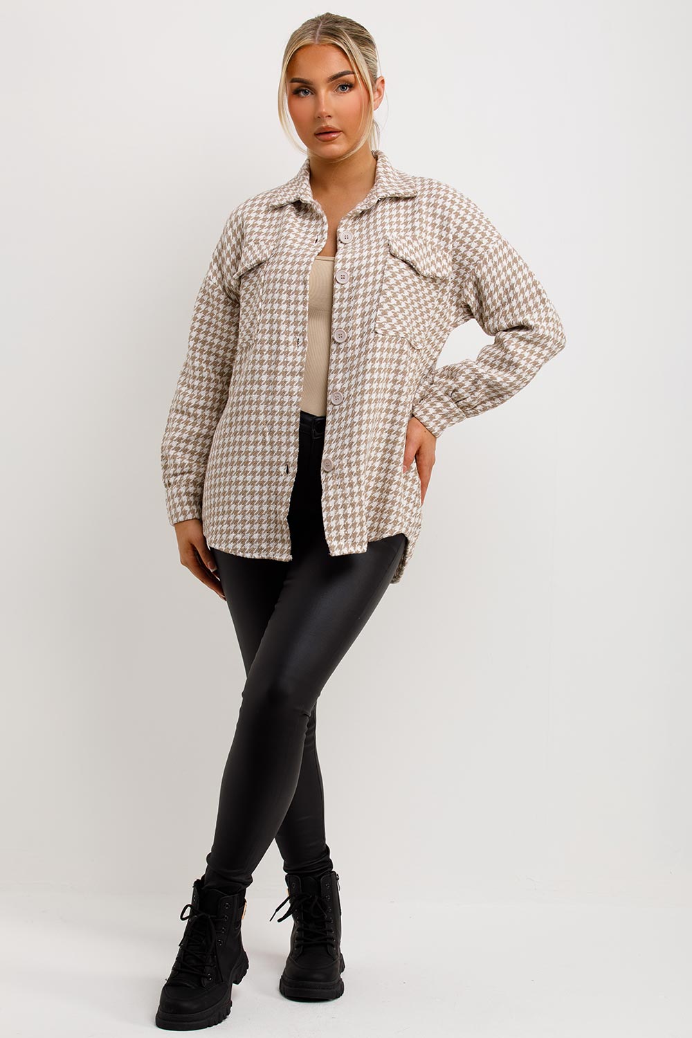 womens dogtooth shacket