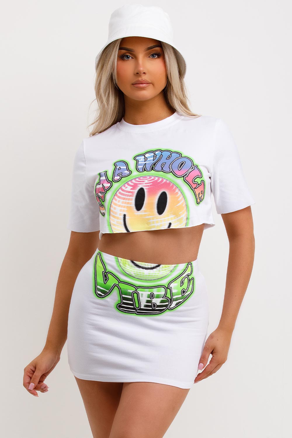 mini bodycon skirt and top co ord set neon festival rave party outfit