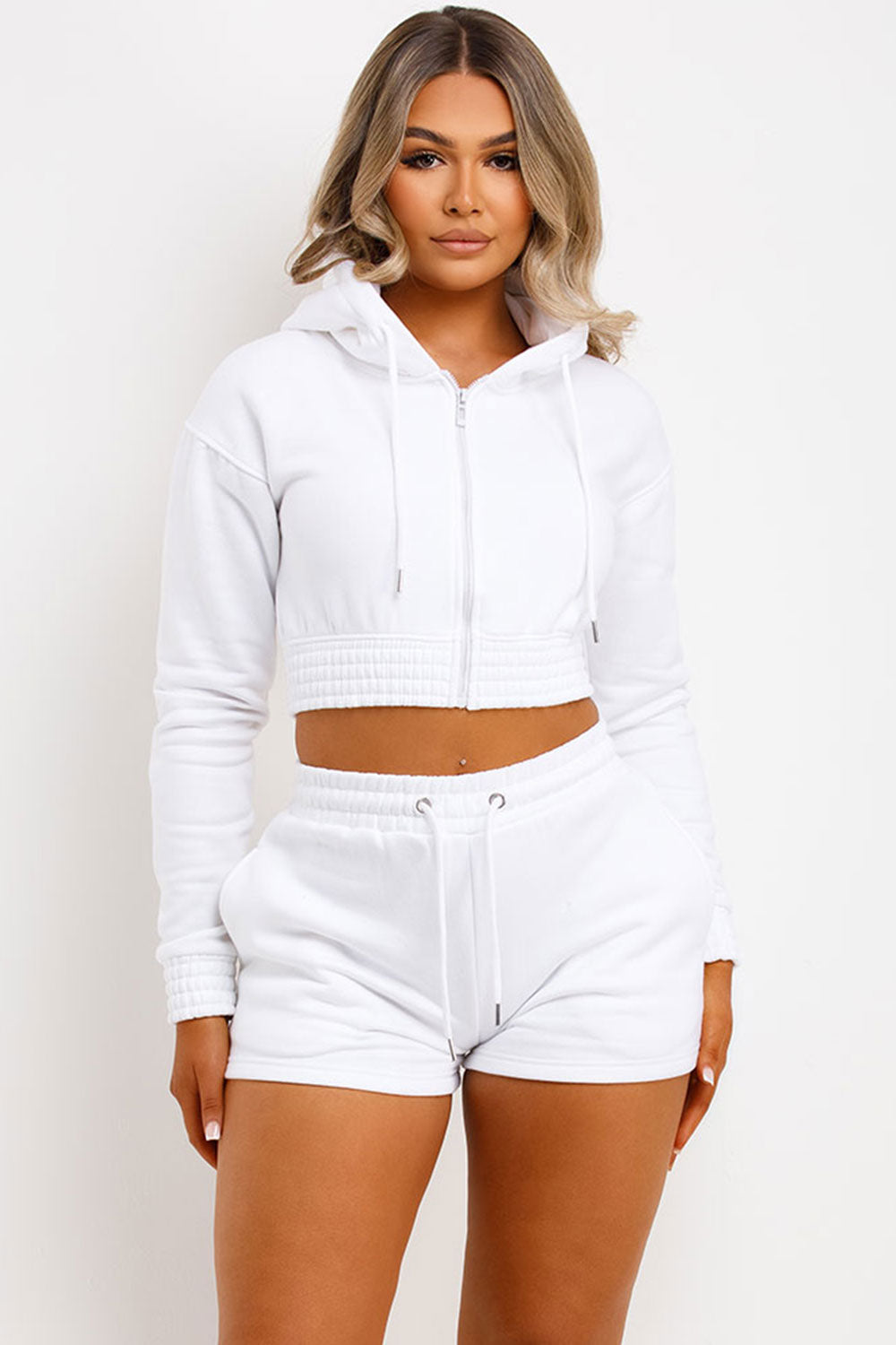 womens crop sweatshirt and shorts tracksuit set summer lounge set