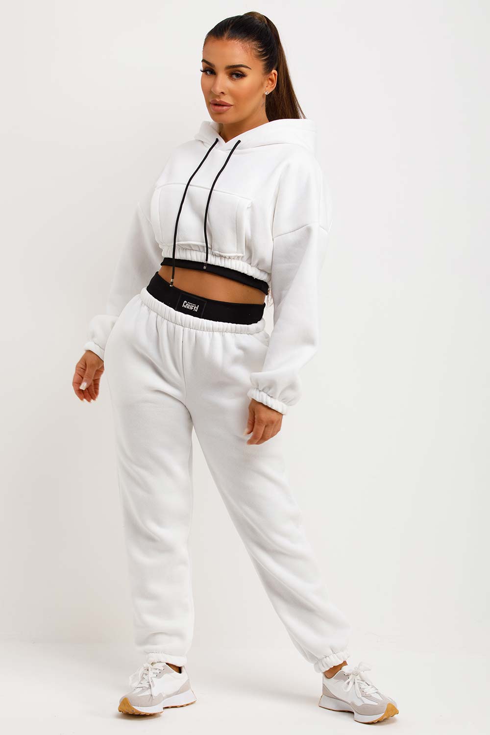 womens crop tracksuit white