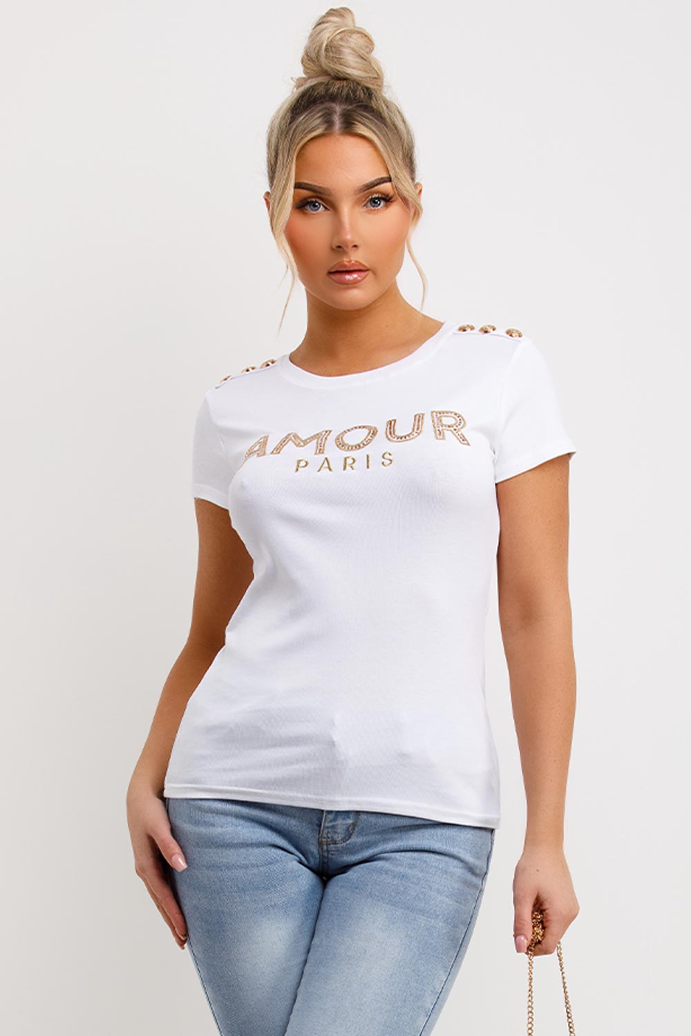 amour paris diamante t shirt white