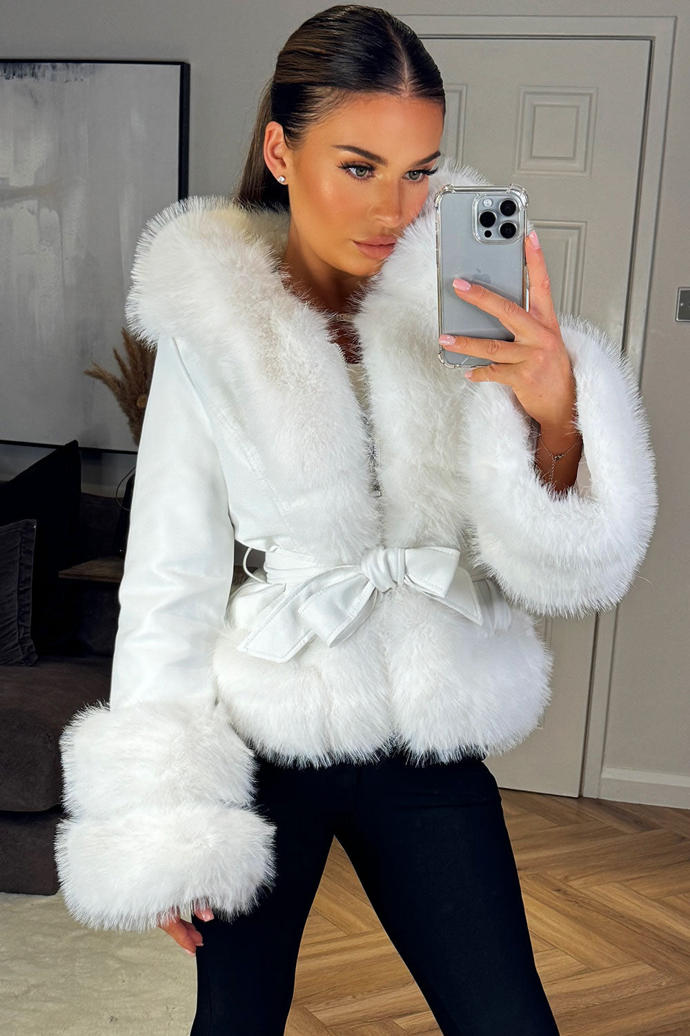 faux fur faux leather winter coat womens styledup