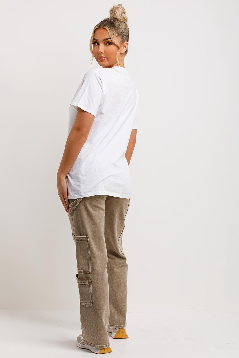 womens white oversized teddy bear graphics t shirt