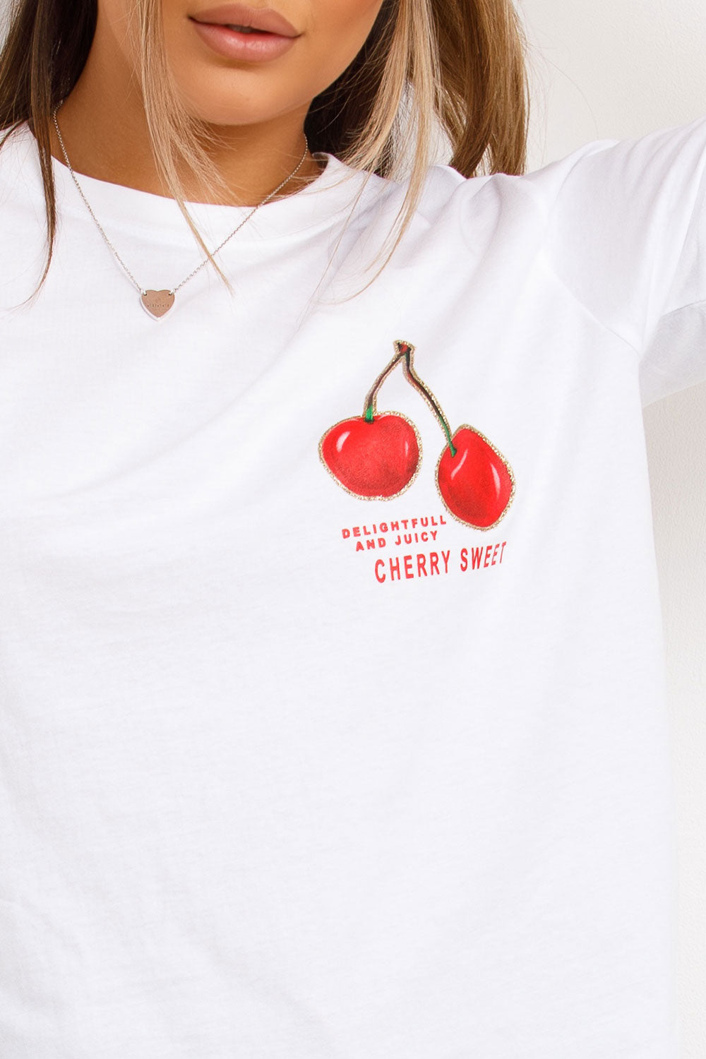 cherry print t shirt womens