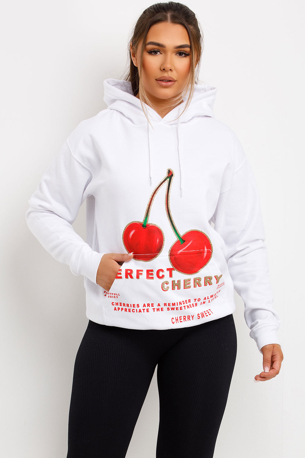 womens cherry hoodie oversized