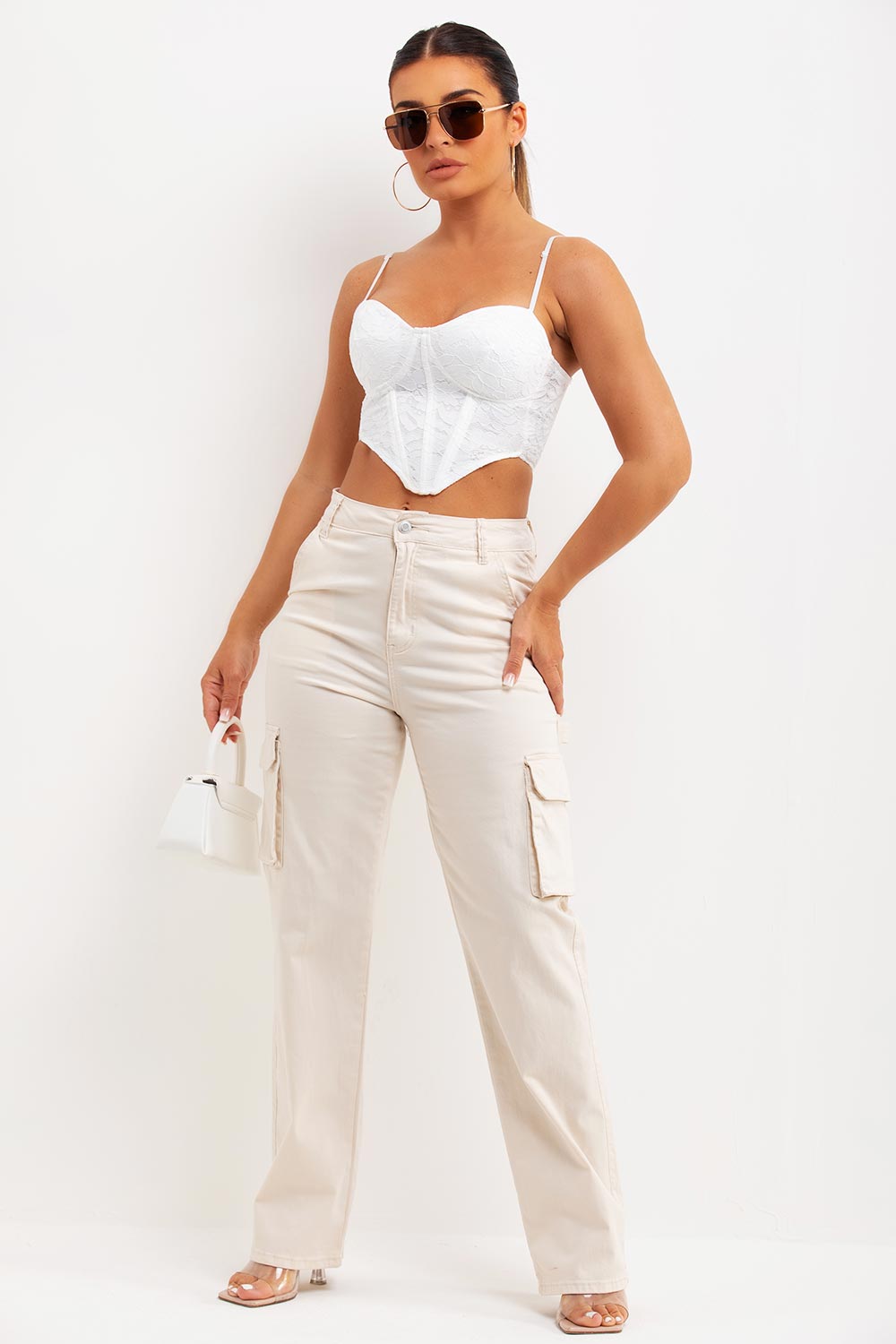 lace up back white corset top