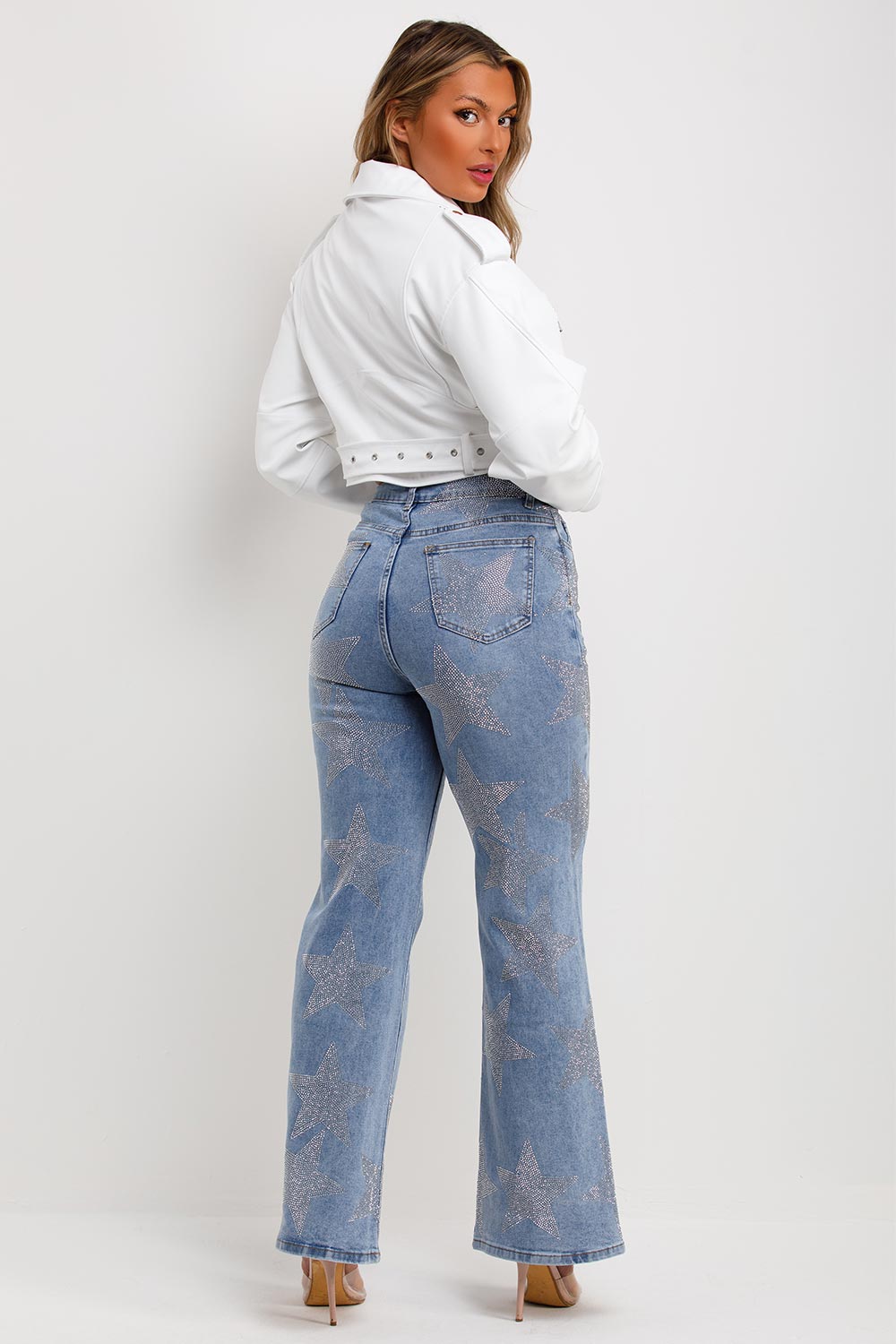 womens zara white faux leather jacket with belt