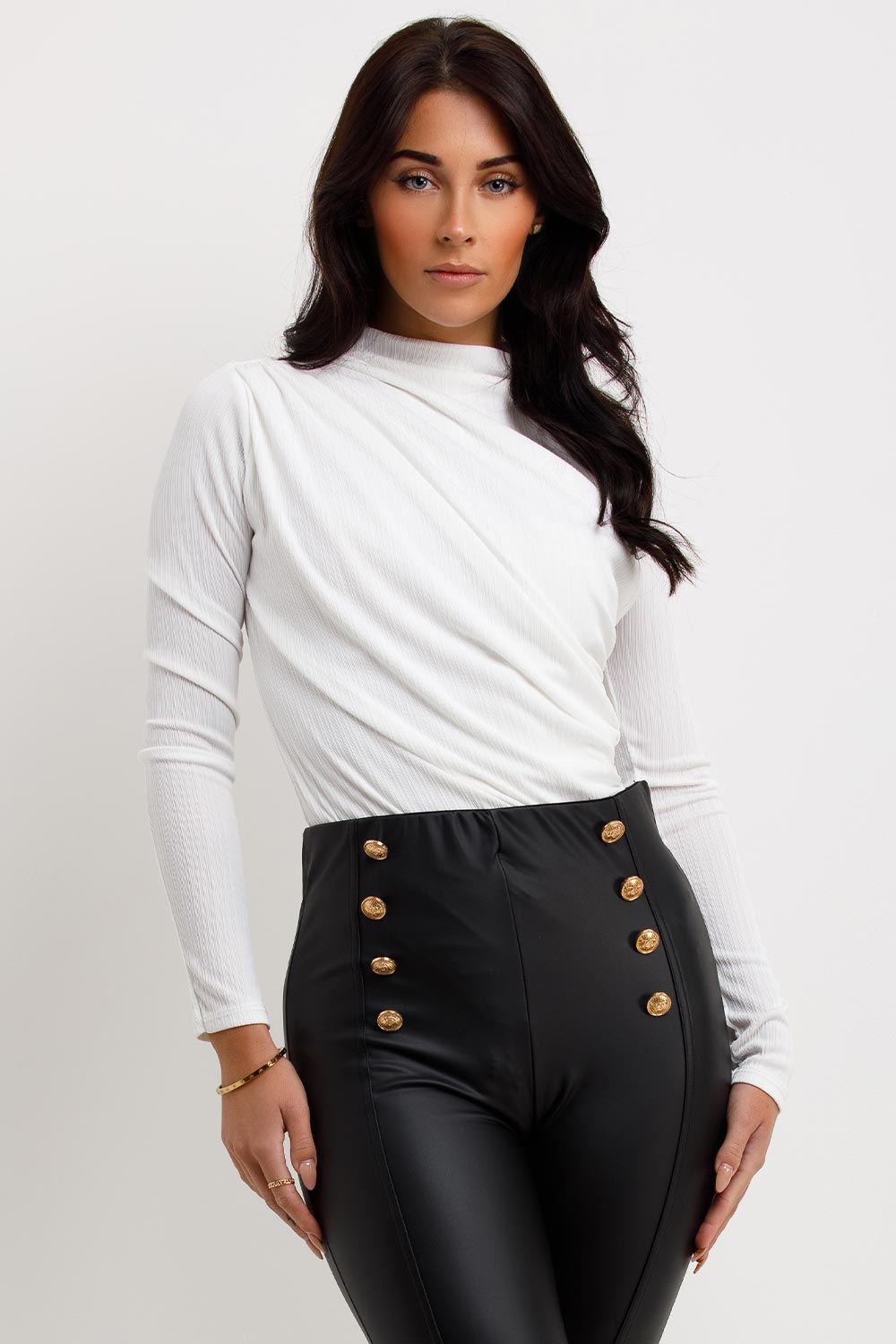 womens long sleeve going out bodysuit top white christmas outfit