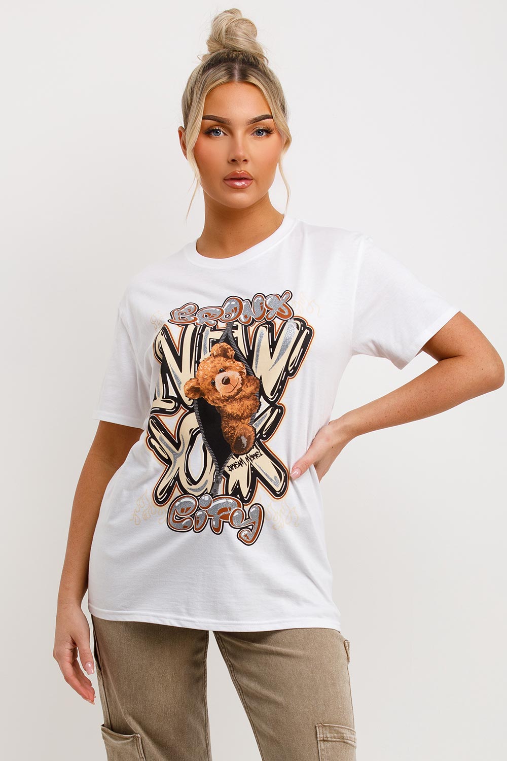 teddy bear bronx graphics white